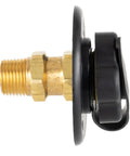 RV City Water Inlet With Brass Check Valve, Black Finish, Made In USA, Heavy Duty Construction, Secure Brass Pipe Threads For Leakproof City Water Fill And Reliable RV Hookups side view