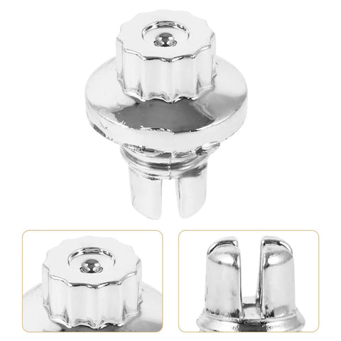 Five Piece Silver Steel Car Wheel Lug Nuts Set For Universal Tire And Rim Replacement Premium Rust Resistant Finish Bulletproof Hold No Drama Swap For Daily Drivers close-up of a single silver steel lug nut with detailed top and side views.