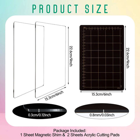 Must Have Die Cutting Magnetic Shim Mat Set 6x9 Inch With Card Size Grids And Two Acrylic Cutting Plates dimensions