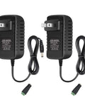 Two 12V 2A LED Power Supply 24W AC to DC Adapter for LED Strip Lights with 3.93 ft cord, 5.5mm and 2.1mm barrel connectors