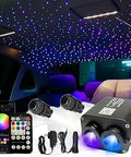 Lit Dual Color Fiber Optic Headliner Kit With 20W RGBW Lights, 920 Mixed LEDs Over 9.8 Feet, installed in car interior