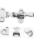 Stainless Steel Marine Catch Latch And Hasp Lock Set Silver 11.5x4.9cm For Boat Cabinets With Saltwater Resistance And Durable Heavy Duty Toggle Clamp Style Installation For Secure Seaworthy Doors, closed latch front view