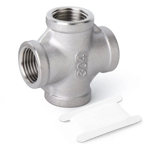 Stainless Steel 4 Way Pipe Fittings 1 Inch X 1 Inch X 1 Inch X 1 Inch NPT Female Threads 304 Grade For Corrosion Resistance And High Temperature Piping