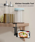 Airplane Travel Phone Holder Mount For Flying Universal Must Have Hands Free Phone Stand attached to kitchen shelf