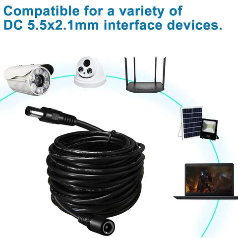 Coiled Long 13Ft DC Power Extension Cable 5.5mm x 2.1mm 12V Extension Cord For CCTV Security Cameras Indoor Outdoor DVR LED Strip
