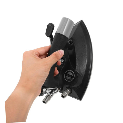 Industrial Grade Steam Iron With Precision Temperature Control For Bulk Loads And Dry Cleaning Factories, Metal Body, Fast Heat, Heavy Duty Performance, Pressing Table Ready, Built For Repeated Commercial Use, black metal steam iron held by hand