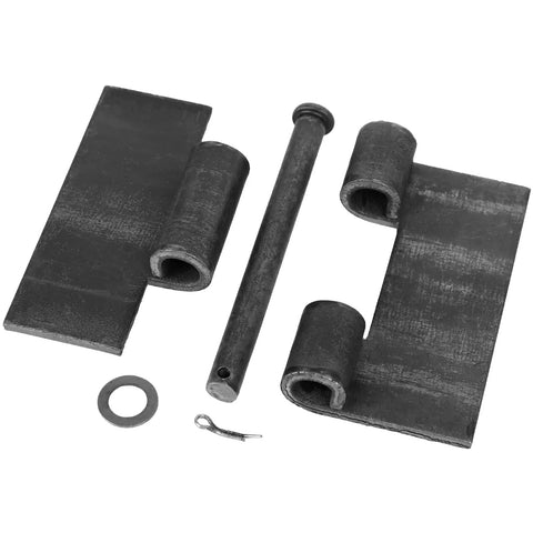 6 Pack Heavy Duty Weld On Steel Gate Hinges Set, 4 3 8 Inch By 4 1 8 Inch, 5 mm Thick, Each Pair Supports Up To 500 Lb, 285 Degree Swing, Weldable Steel Hinges For Durable Fence Gates. Black steel weld-on gate hinges with pin and washer