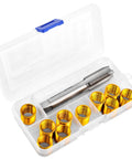NINEFOX spark plug thread repair kit M14x1.25 with 10 gold inserts and tap in clear plastic case