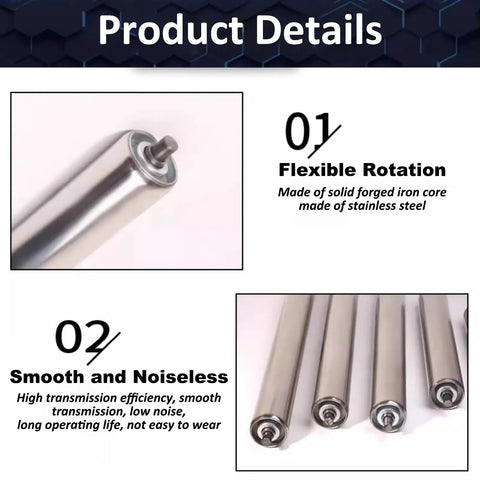 Top Tier Galvanized Steel Conveyor Rollers Offering Smooth Riding Heavy Duty Workhorse Performance with flexible rotation and stainless steel.