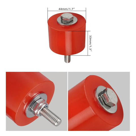 Transmission Mount Bushings For BMWs 80A Polyurethane CNC Billet Aluminum Flanged Ends, red polyurethane bushing with measurements