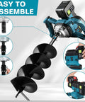 Cordless Earth Auger With Brushless Motor for effortless no cords post hole digging drilling and tree planting shown in assembly
