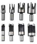 Pro Grade Slick Acting Wood Plug Cutter Set Built Tough With Heavy Duty Carbon Steel, 8 cutters for cork and dowel filling.
