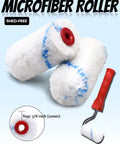 2 Inch Paint Roller Kit With High Density Foam Rollers And 3/8 Inch Nap Microfiber Covers For Walls Cabinets Craft And Touch Up Includes Mini Rollers Tray And 16 Piece Set For Pro DIY Projects showing microfiber rollers with red handle