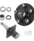 5 Lug 4.5 Inch Trailer Hub Kit With Round 84 Spindle, 3500 Lb Capacity, showing hub assembly, bearings, and spindle components.