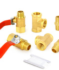 Six Pack 1/4 Inch NPT Brass Pipe Fittings With Ball Valve And Barstock Tee And Air Hose Fittings, Solid Brass Construction