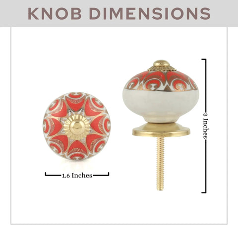 Handmade Ceramic Cabinet Knobs And Dresser Drawer Pulls Featuring Killer Gold Accents That Bring A Straight Up Farmhouse Vibe Perfect For Kitchens And Cabinetry Delivering A Serious Home Game Changer Pack Of Twenty, showing dimensions 1.6 inches wide and 3 inches tall.