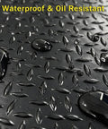 Heavy Duty Insulating Rubber Electrical Safety Mat Built Like A Tank For Real Deal High Voltage Protection And Slip Resistant Flooring That Keeps Every Tradesman Locked In All Day showing waterproof and oil resistant surface with droplets.