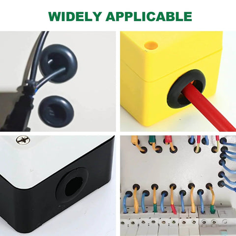 One Inch Outer Diameter Rubber Grommets With Three Quarters Inch Inner Diameter, used in wiring setups for dust protection.