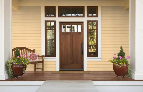 Premium Dark Oak Liquid Wood Gel Stain Gives You A Straight Up Real Deal Wooden Finish For Indoor Outdoor Furniture Cabinet And Deck Renovations Smooth Durable Coating 16 Oz Pint on front door and porch with flowers.