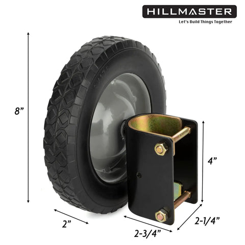 Heavy Duty 8 Inch Gate Wheel Caster Kit For One And Five Eighths To Two Inch Frames, No Nonsense Outdoor Gate Support