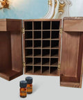 Badass Wooden Storage Box Featuring Twenty Four Compartments For Essential Oils And Perfume Collections with two vials.