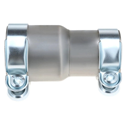 Stainless Steel Exhaust Adapter With Clamps, Two Pack, Fits 2.5 Inch To 3 Inch Exhaust Systems, Universal Car Fit, shown horizontally