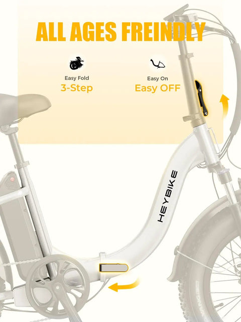 Ranger 2.0 Electric Bike Rollin Easy At 25 Mph With A Beefy 55 Mile Range showing easy fold mechanism and step-through frame.