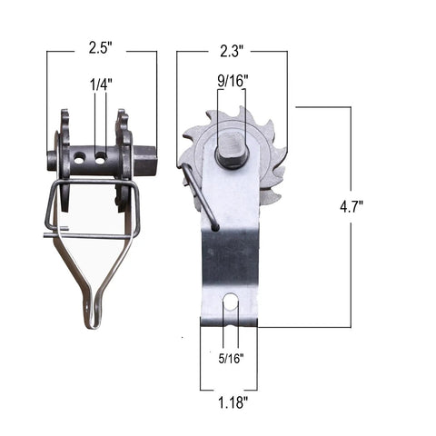 Dimensions of Heavy Duty Inline Wire Tensioner Set 12 Pack Ratchet Strainers For Electric Fences Galvanized Steel Frame With Aluminum Teeth