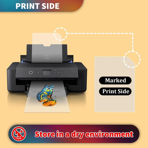 DTF Transfer Film A4 100 Sheets Double Sided Matte Premium DTF Paper For Dark Fabrics And Color T Shirts with printer setup.