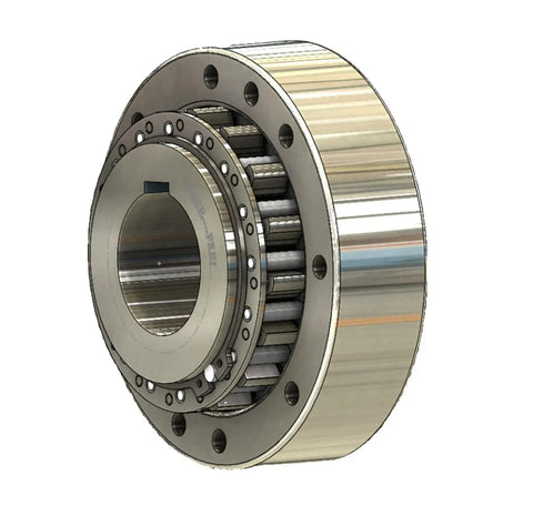 Heavy Duty One Way Overrunning Clutch And Mechanical Backstop For Gear Reducers with polished exterior and internal rollers for torque management.