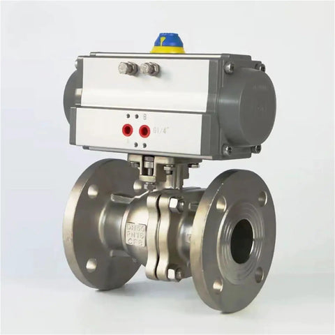 Heavy Duty Stainless Steel Pneumatic Ball Valve With Precision Flange Connection For Scalding Steam Regulation And Bulletproof Industrial Line Shutoffs, DN125 size, steam rated.