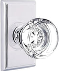Privacy Door Set With Georgetown Crystal Knobs In Matte Black, Rectangular Rosette Finish, clear crystal knob detail view