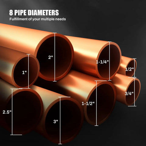 8 pipe diameters for 16 Ton Manual Hydraulic Pipe Bender With Eight Included Dies For Copper Tubing And Steel Piping.