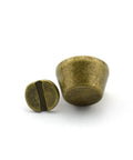 25 Pack Solid Brass Cone Spike Screw Back Studs For Purse And Handbag Feet Heavy Duty Antique Bronze showing cone and screw.