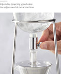 Closer view of the adjustable dropping speed valve on the 600 mL Detachable Cold Brew Coffee Dripper Tower.