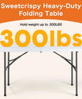 Four Foot Go To Folding Picnic Table With Carrying Handle Easy To Fold And Store Portable Lightweight Table For Camping Picnics Parties Dining And Outdoor Kitchen Use Slim Fold Design For Indoor Or Outdoor Travel And Backyard Fun supports up to 300 lbs