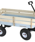 Beefy Heavy Duty Wagon With 14 By 32 Inch Steel Box, 10 Inch Pneumatic Wheels, High Wooden Sides For Easy Hauling Of Tools