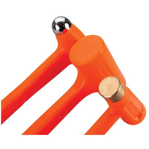 Three Piece Dead Blow Hammer Set With Brass Cap Hammer 12 Oz Ball Peen 16 Oz And 24 Oz Dead Blow Urethane Coated Orange Hammers