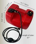 3 Gallon Outboard Fuel Transfer Tank With Fuel Line, red 12L HDPE tank, dimensions visible, ideal for boats and yachts.