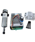 Air Cooled CNC Spindle Kit 0.8kW 110V 20000RPM ER11 Chuck With Power Supply And Speed Governor components displayed