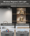 Motion Sensor Puck Lights With Remote No Fuss 2400mAh Rechargeable RGBW Wireless Under Cabinet Lighting Kit showing installation.