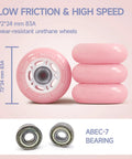Pink urethane wheels and ABEC 7 bearings for Women Inline Skates Adjustable Size Roller Blades For Adults With Hard Shell ABEC 7 Bearings And Triple Protection Safety Buckle Strap Lace Closure For A Smooth, Comfortable Fit.