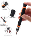 Hand holding 10 In 1 Interchangeable Magnetic Torx Screwdriver Set with magnetic handle and 10 bits, showing anti-slip design
