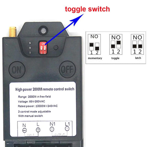 Ultra Long Range Wireless Remote Control Switch For AC 110V 220V Pumps Motors Lights Fans And More, High Power 3000W, toggle switch