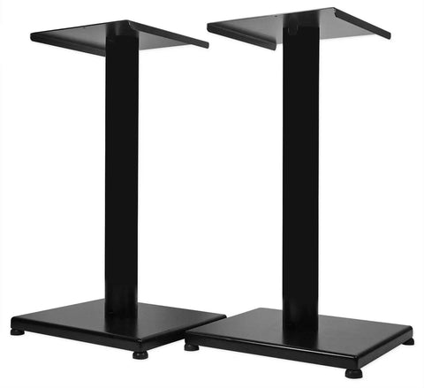 RS21B 21-Inch Steel Speaker Stands for Bookshelf Speakers and Studio Monitors, Rock-Solid 60 Lbs Per Stand, Cable Management, Anti-Vibration Pads, Black, Pair for Home Audio and Professional Mixing