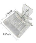 Clear Queen Bee Cage Catcher Clip Set For Beekeeping Tools with measurements, transparent plastic and metal build
