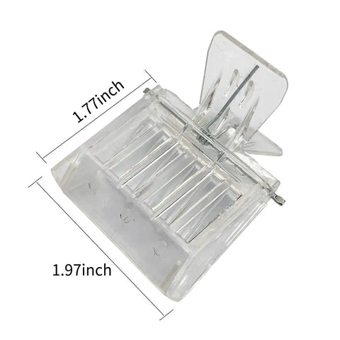 Clear Queen Bee Cage Catcher Clip Set For Beekeeping Tools with measurements, transparent plastic and metal build
