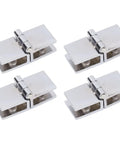 Rock Solid Four Piece Shower Glass Door Hinges With 180 Degree Double Sided Clamp Fit 5mm To 8mm Glass, chrome finish, pack of four