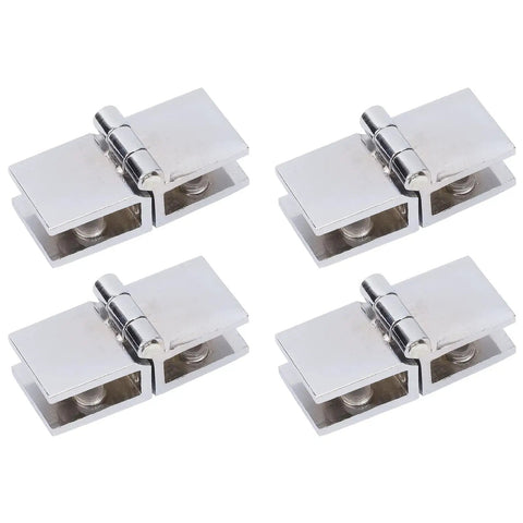 Top Notch Shower Glass Door Hinges 4 Piece Set 180 Degree Double Sided Clamp for 5 Millimeter To 8 Millimeter Glass.