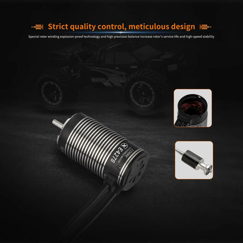 2250KV Sensored Brushless RC Car Motor for 1/8 Scale Monster Trucks, IP67 Waterproof, showcasing meticulous design and components